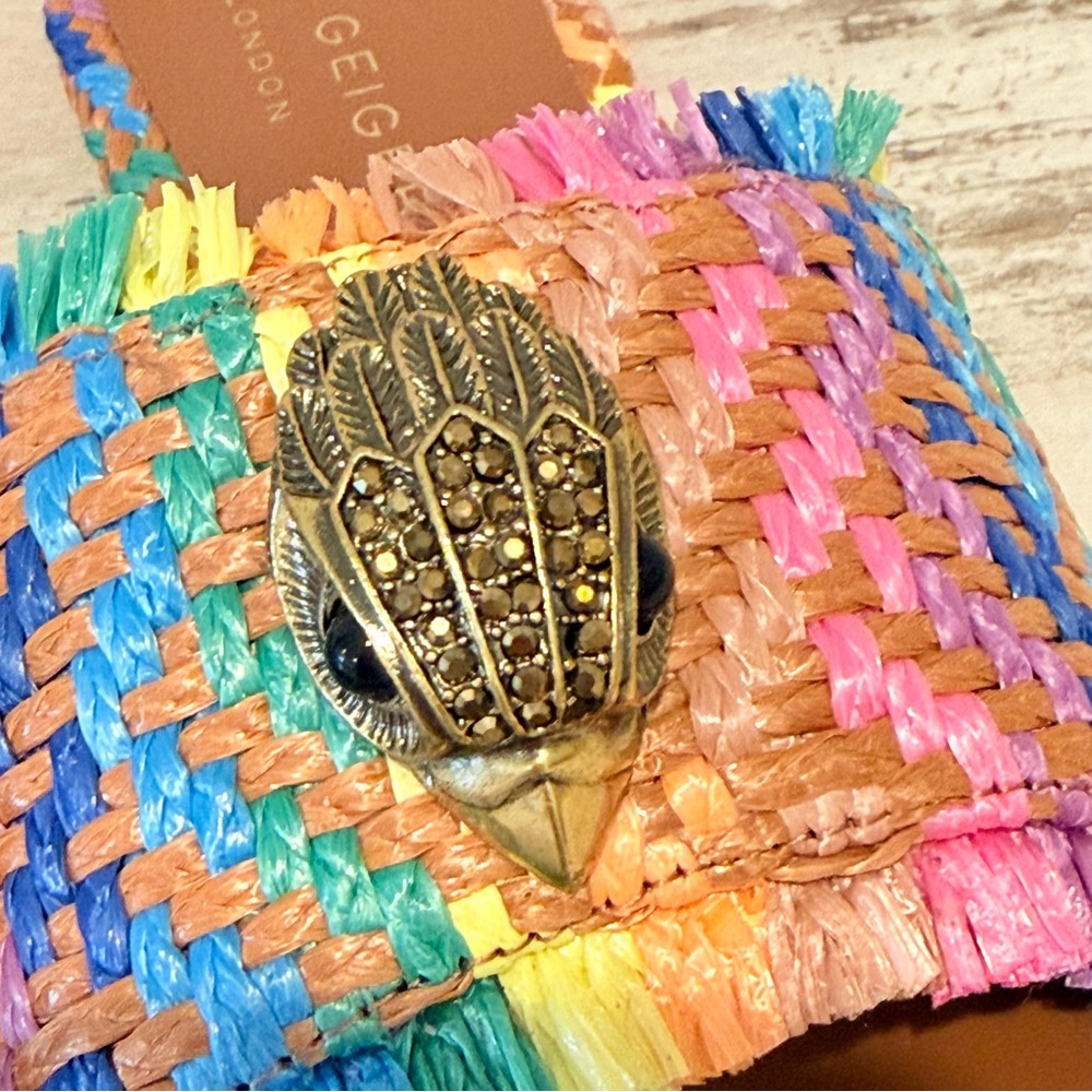 Kurt Geiger Kensington Eagle Casual Rainbow Flat Raffia Slide Sandals 36.5 EU - Picture 7 of 16